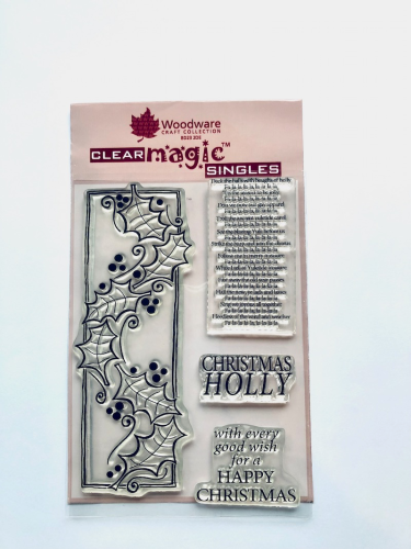 *USED* Holly Panel Christmas Clear Stamp Set