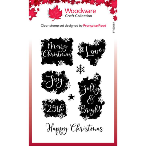 Woodware Christmas Sentiment Patches Clear Stamp Set