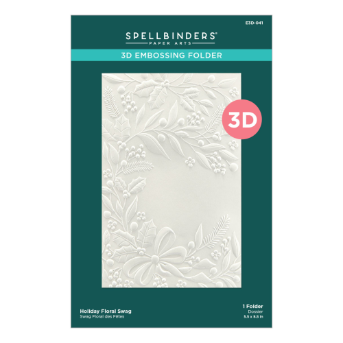 Holiday Floral Swag Christmas Holly 3D Embossing Folder