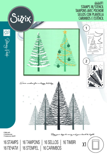 Merry and Light Christmas Tree Stamp and Stencil Set